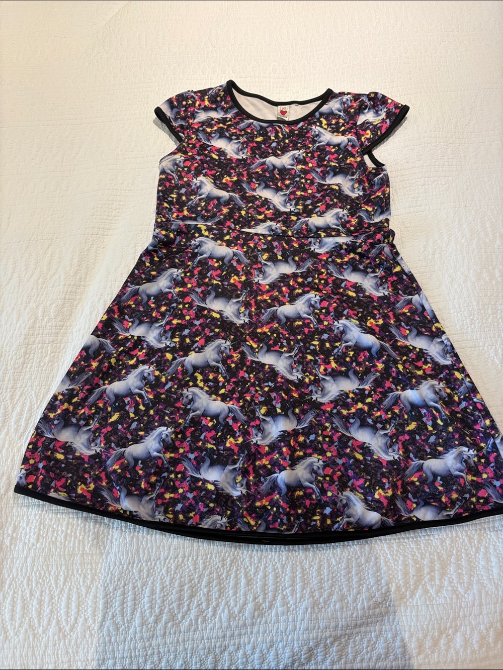 Love Rocks Women’s Unicorn Print A-Line Dress - Black, Purple, Pink, Yellow